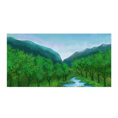 Landscape Nature Art Trees Water Satin Wrap by Simbadda