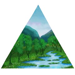 Landscape Nature Art Trees Water Wooden Puzzle Triangle