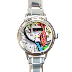 Clown Murals Figure Wall Human Round Italian Charm Watch by Simbadda