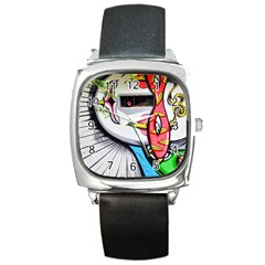 Clown Murals Figure Wall Human Square Metal Watch by Simbadda