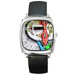 Clown Murals Figure Wall Human Square Metal Watch Front