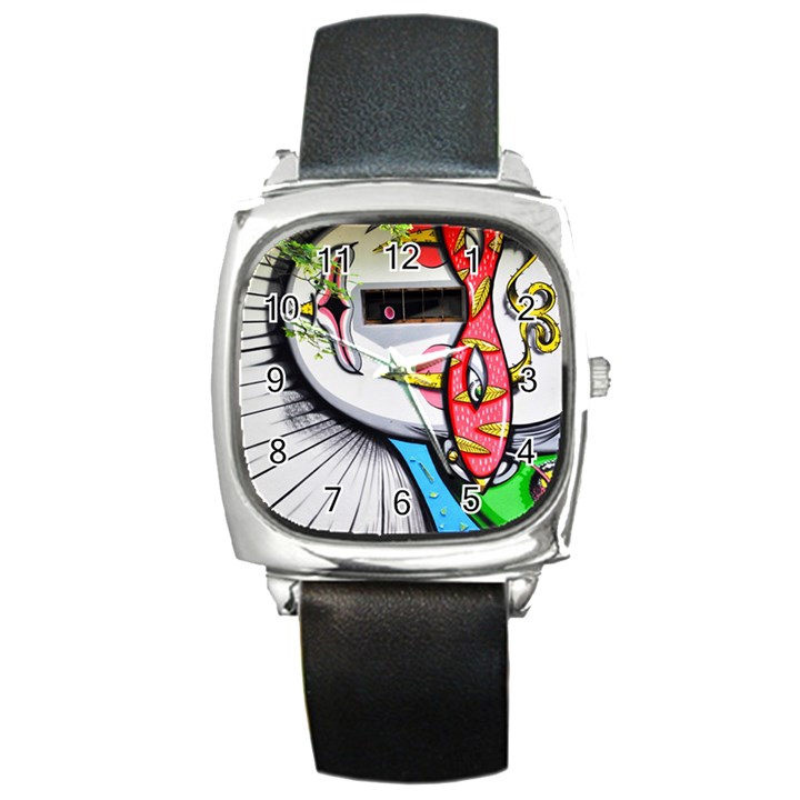 Clown Murals Figure Wall Human Square Metal Watch