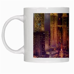 City Lights Skyline Buildings White Mugs by Simbadda