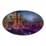 City Lights Skyline Buildings Oval Magnet Front