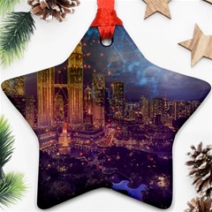 City Lights Skyline Buildings Star Ornament (two Sides) by Simbadda