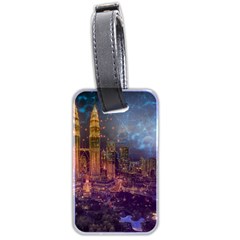 City Lights Skyline Buildings Luggage Tag (two Sides) by Simbadda