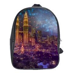 City Lights Skyline Buildings School Bag (xl) by Simbadda