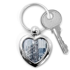 City Building Skyscraper Town Key Chain (heart) by Simbadda