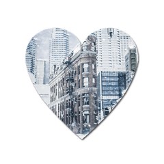 City Building Skyscraper Town Heart Magnet by Simbadda