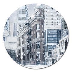 City Building Skyscraper Town Magnet 5  (round) by Simbadda