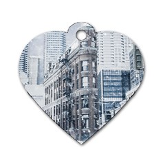 City Building Skyscraper Town Dog Tag Heart (two Sides) by Simbadda