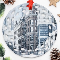 City Building Skyscraper Town Round Filigree Ornament (two Sides)