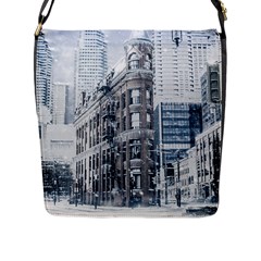 City Building Skyscraper Town Flap Closure Messenger Bag (l) by Simbadda