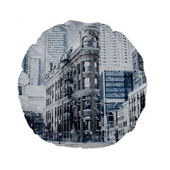 City Building Skyscraper Town Standard 15  Premium Flano Round Cushions by Simbadda