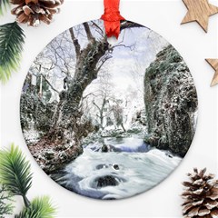 Tree Waterfall Landscape Nature Ornament (round) by Simbadda