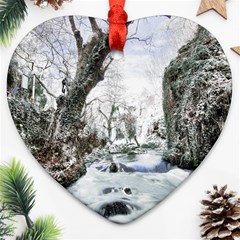 Tree Waterfall Landscape Nature Ornament (heart) by Simbadda