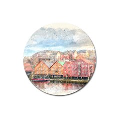 Architecture City Buildings River Magnet 3  (round) by Simbadda