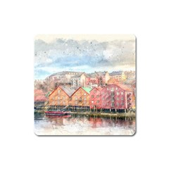 Architecture City Buildings River Square Magnet by Simbadda