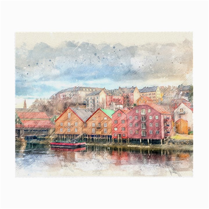 Architecture City Buildings River Small Glasses Cloth