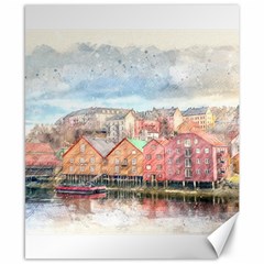 Architecture City Buildings River Canvas 8  X 10  by Simbadda