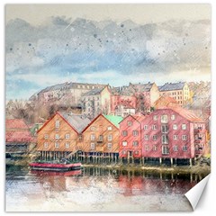 Architecture City Buildings River Canvas 12  X 12  by Simbadda