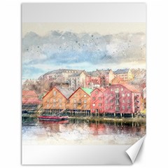 Architecture City Buildings River Canvas 12  X 16  by Simbadda