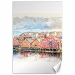 Architecture City Buildings River Canvas 12  X 18  by Simbadda