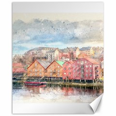 Architecture City Buildings River Canvas 16  X 20  by Simbadda