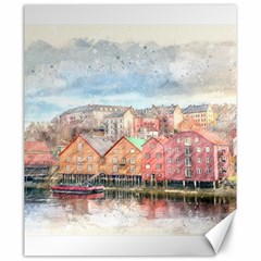 Architecture City Buildings River Canvas 20  X 24  by Simbadda