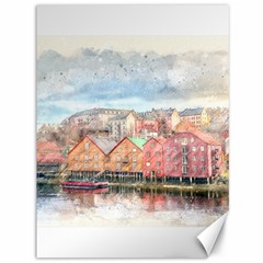 Architecture City Buildings River Canvas 36  X 48  by Simbadda