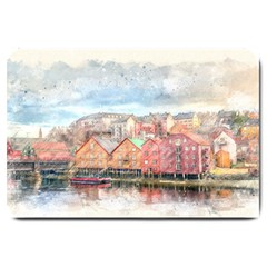 Architecture City Buildings River Large Doormat 