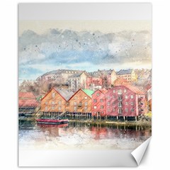 Architecture City Buildings River Canvas 11  X 14  by Simbadda