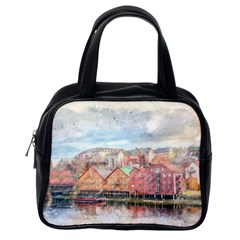 Architecture City Buildings River Classic Handbag (one Side) by Simbadda