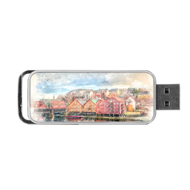 Architecture City Buildings River Portable USB Flash (Two Sides)