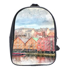 Architecture City Buildings River School Bag (xl) by Simbadda