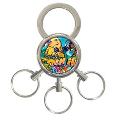 Graffiti Street Art Mountains Wall 3-ring Key Chain by Simbadda