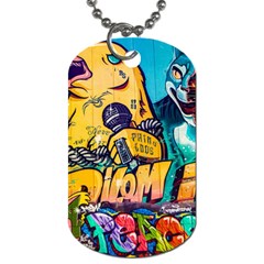 Graffiti Street Art Mountains Wall Dog Tag (two Sides) by Simbadda