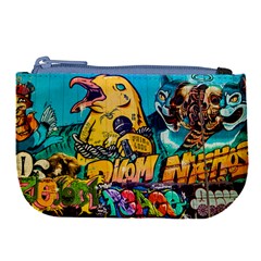 Graffiti Street Art Mountains Wall Large Coin Purse by Simbadda