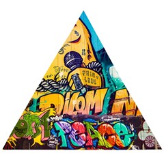 Graffiti Street Art Mountains Wall Wooden Puzzle Triangle