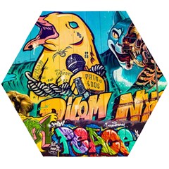 Graffiti Street Art Mountains Wall Wooden Puzzle Hexagon