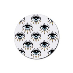 Eyes Pattern Rubber Coaster (round)  by Valentinaart