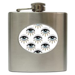 Eyes Pattern Hip Flask (6 Oz) by Valentinaart