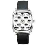 Eyes pattern Square Metal Watch Front