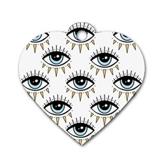 Eyes Pattern Dog Tag Heart (one Side) by Valentinaart