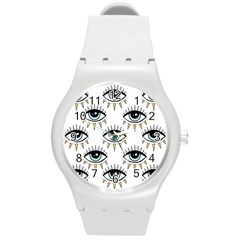 Eyes Pattern Round Plastic Sport Watch (m) by Valentinaart