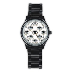 Eyes Pattern Stainless Steel Round Watch by Valentinaart