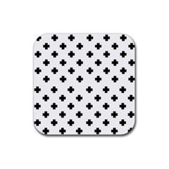 Swiss Cross Pattern Rubber Coaster (square)  by Valentinaart