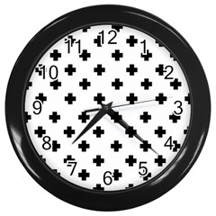 Swiss Cross Pattern Wall Clock (black) by Valentinaart