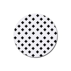 Swiss Cross Pattern Rubber Coaster (round)  by Valentinaart