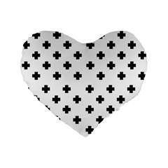 Swiss Cross Pattern Standard 16  Premium Flano Heart Shape Cushions by Valentinaart